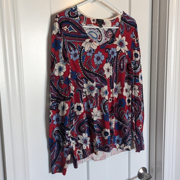 Talbot's 100% Merino Wool Light Sweater - Red and Blue sz L - Picture 2 of 6